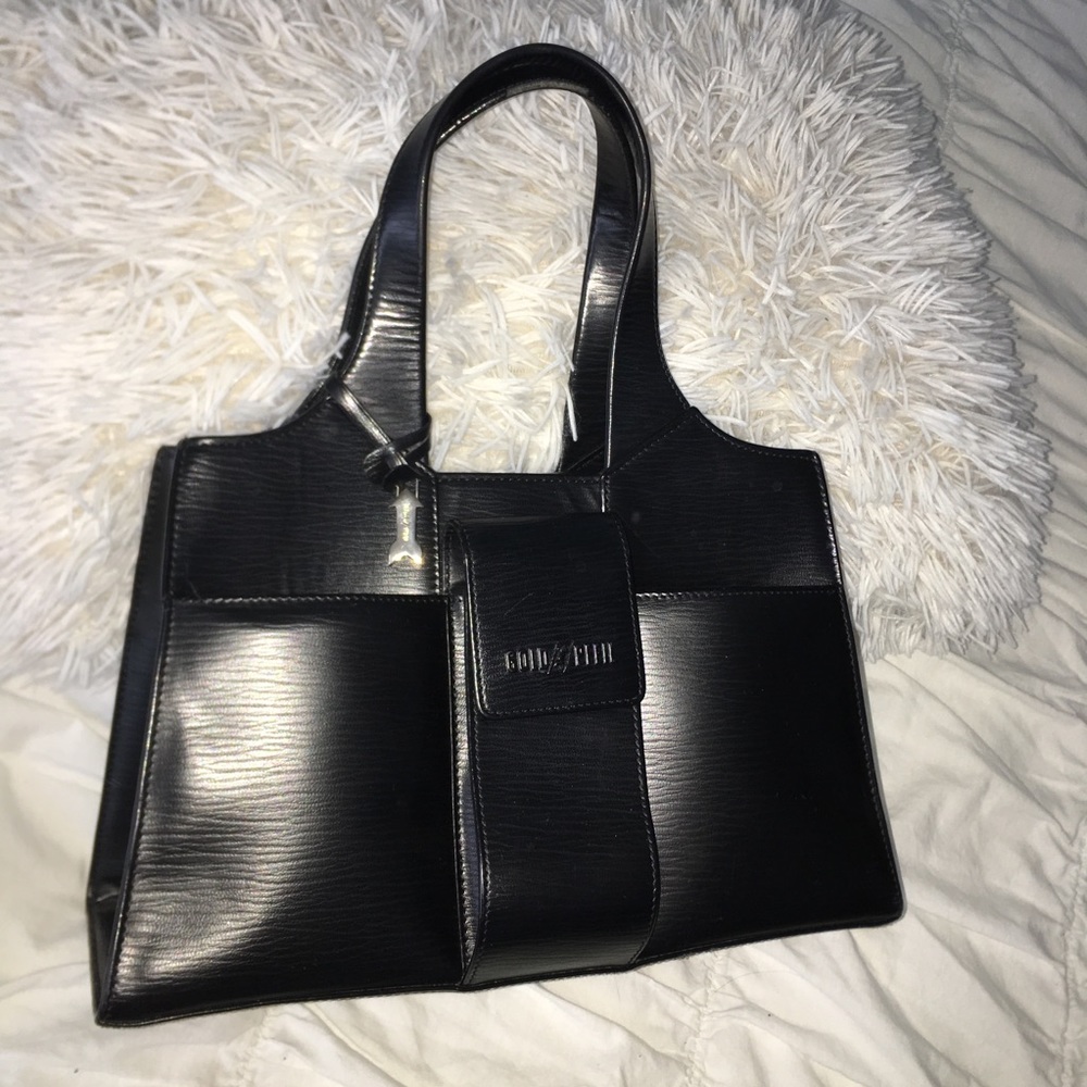 Gold Pfeil Black Satchel Handbag